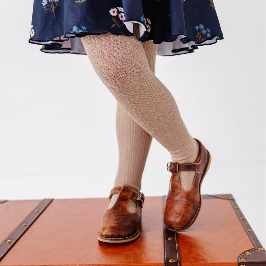 Girls Cable Knit Tights