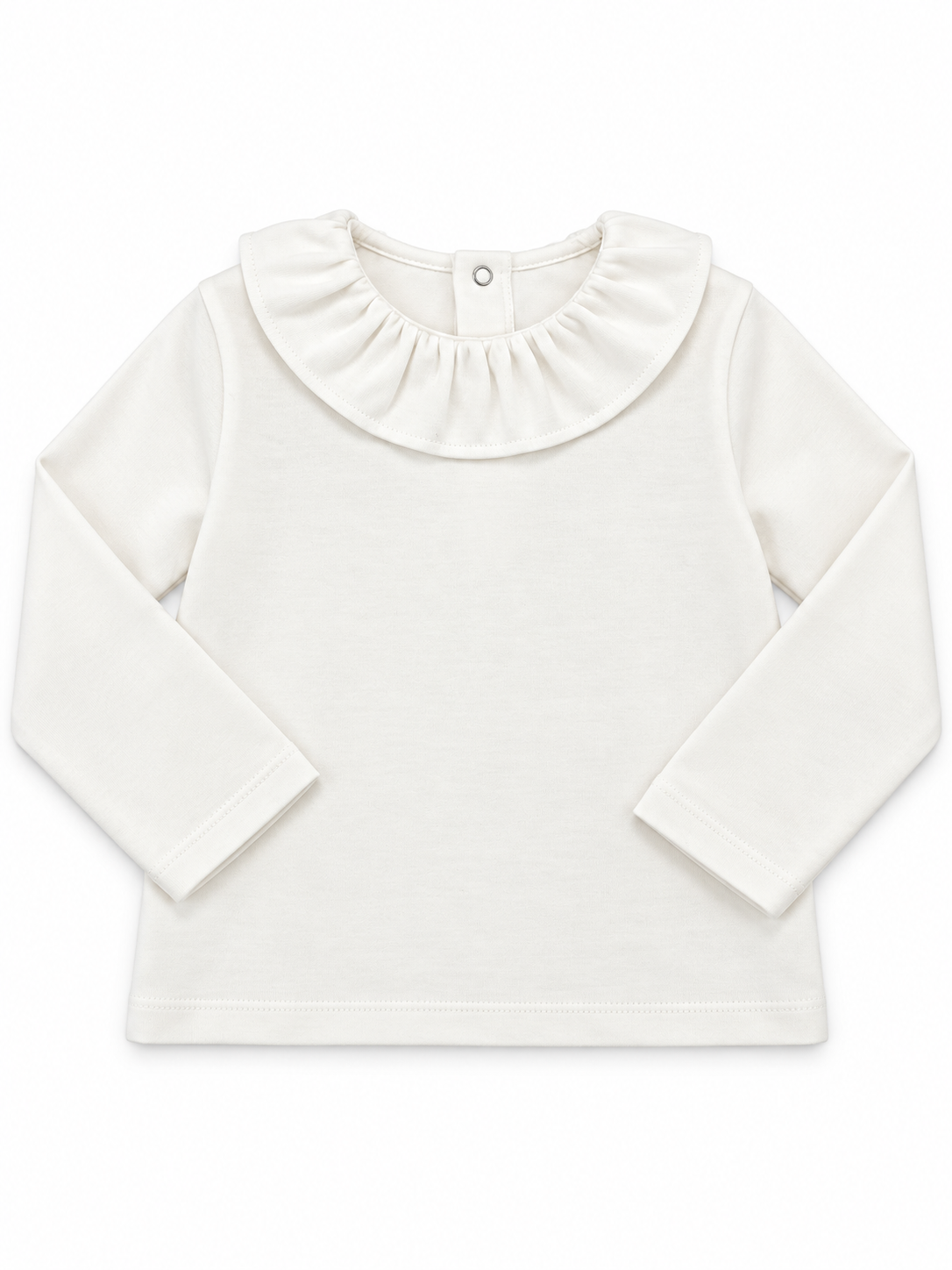 Ruffled Collar Off White L/S Shirt