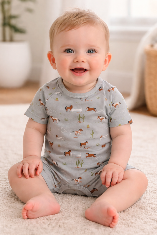 Allover Horse Print Modal Romper