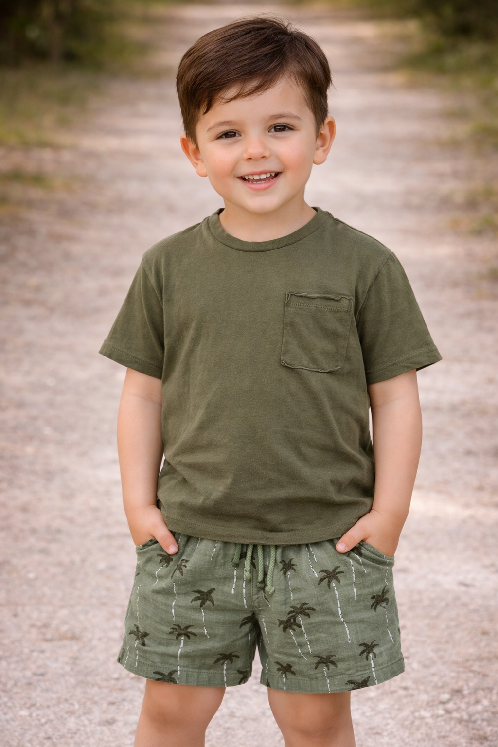 Green Palm Themed Boy Short