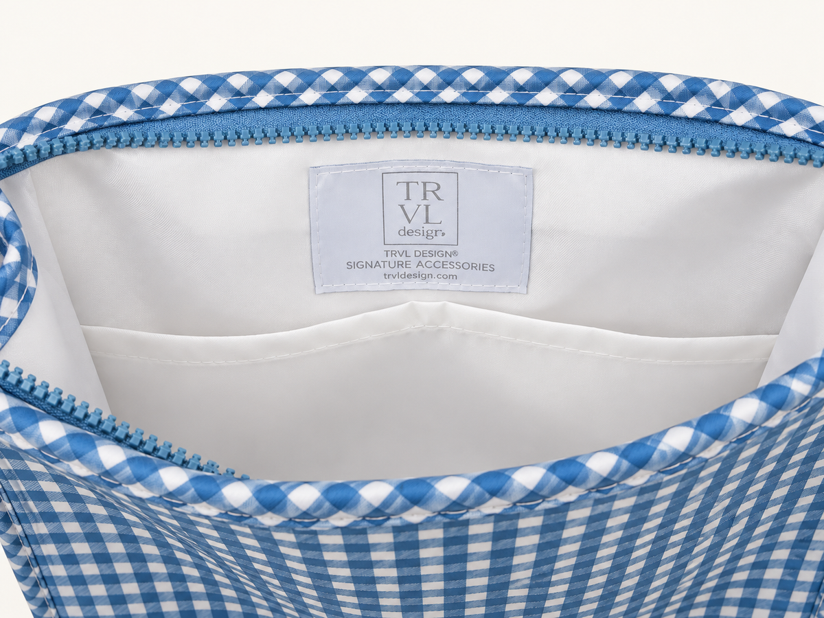 Roadie Medium Zip Pouch Rodeo Check Indigo