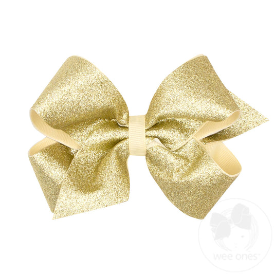 Medium Gold Glitter Overlay Bow
