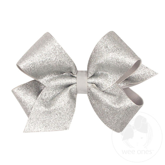 Silver Glitter Hair Bow