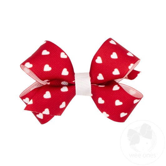 Med All Over White Hearts Bow