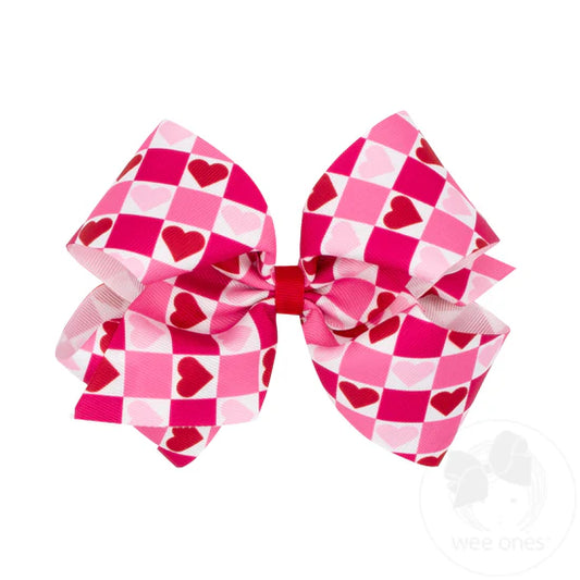 King Red Pink Hearts Bow