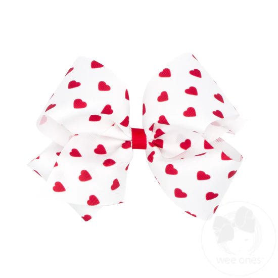 King All Over Red Hearts Bow