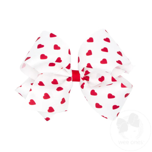 King All Over Red Hearts Bow