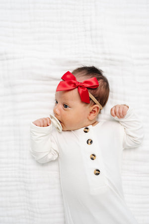 Satin Bow Cherry Headband Small