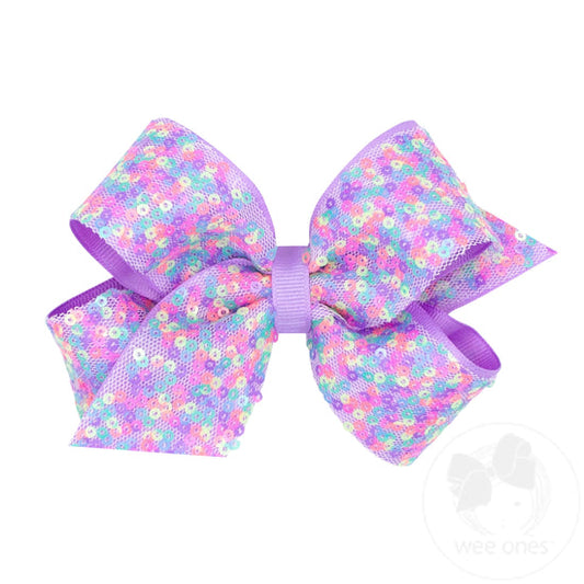 Med Confetti Sequin Lt. Orchid Bow