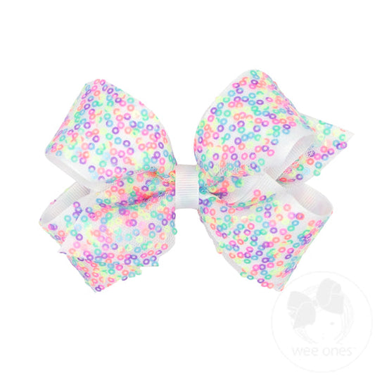 Med Confetti Sequin White Bow