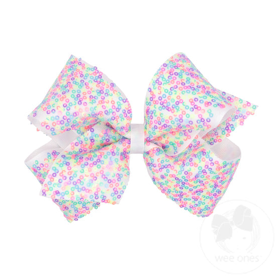 King Confetti Sequin White Bow