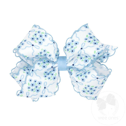 Med Moonstitch Blue Flower Bow