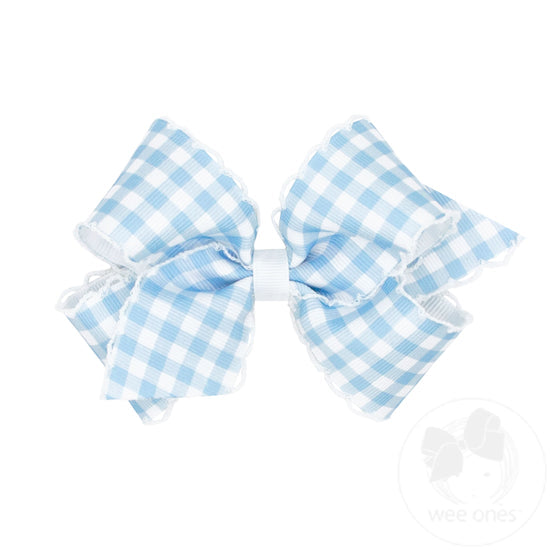 Med Moonstitch Blue Gingham Bow