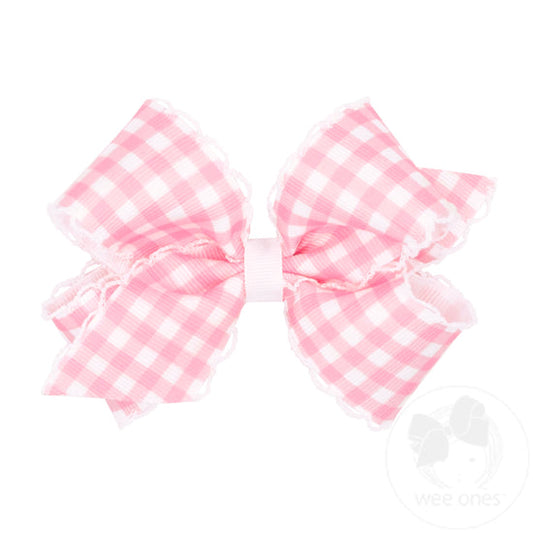 Med Moonstitch Pink Gingham Bow