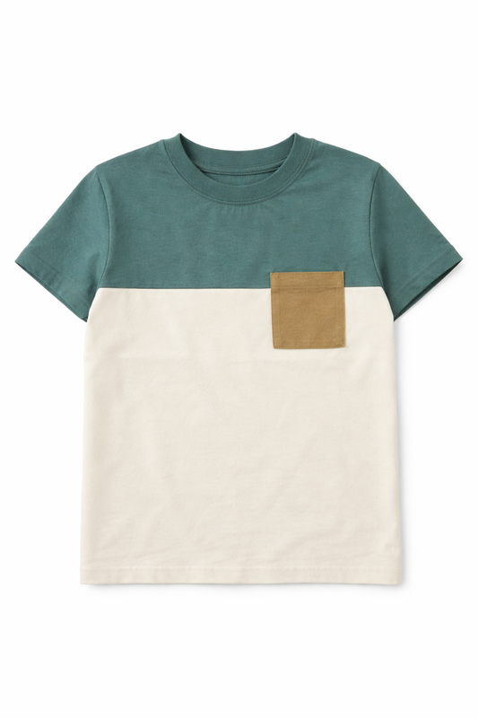 Boy Sage Tan Colored Block T-Shirt