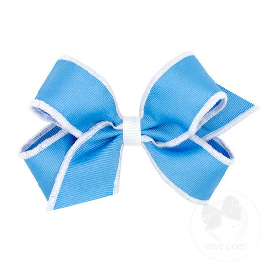 Med Capri Blue Serged Edge Bow