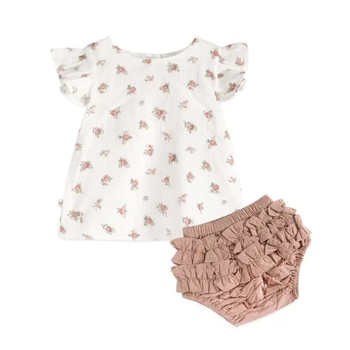 Tea Rose Floral Top and Bloomer