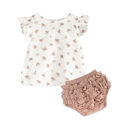 Tea Rose Floral Top and Bloomer