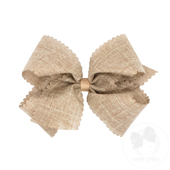 Natural King Linen Scalloped Hair Bow