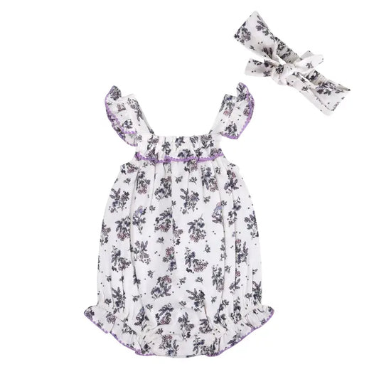 Vivian Floral Romper and Headband