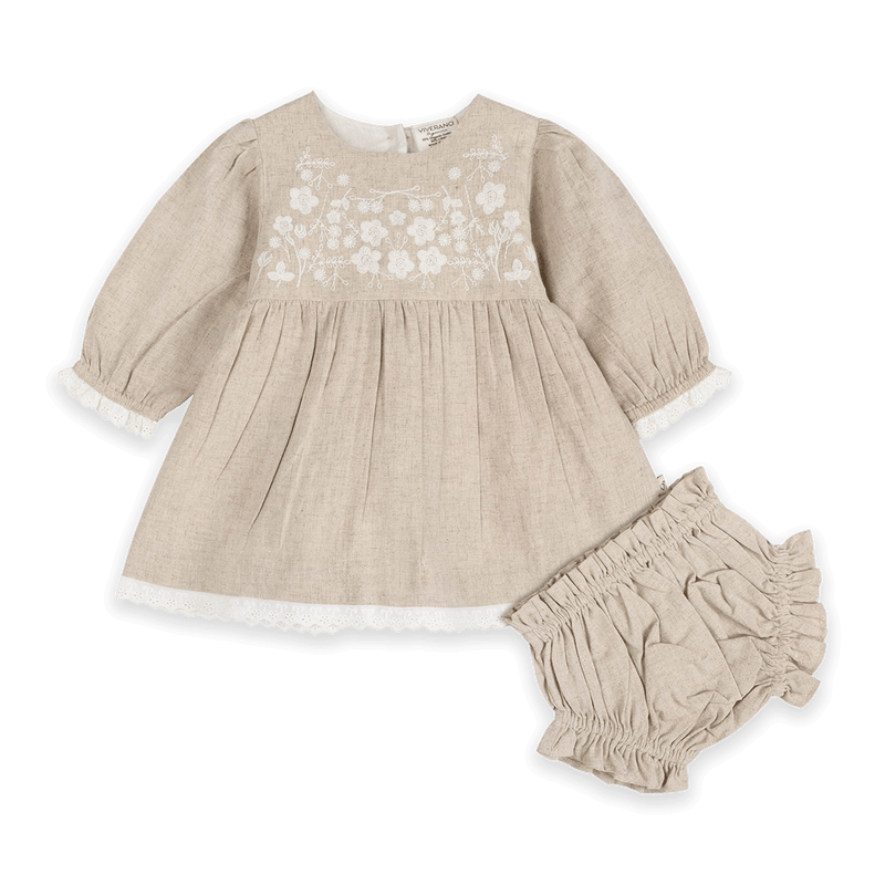Lydia Linen Embroidered Dress Set