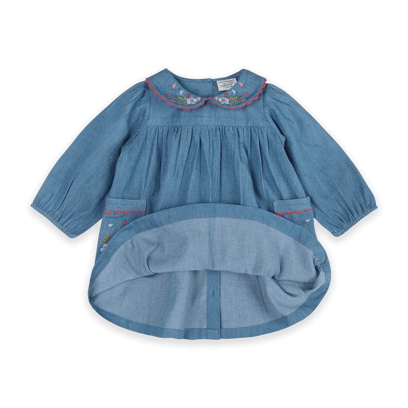Liv Chambray Embroidered Dress with Bloomers