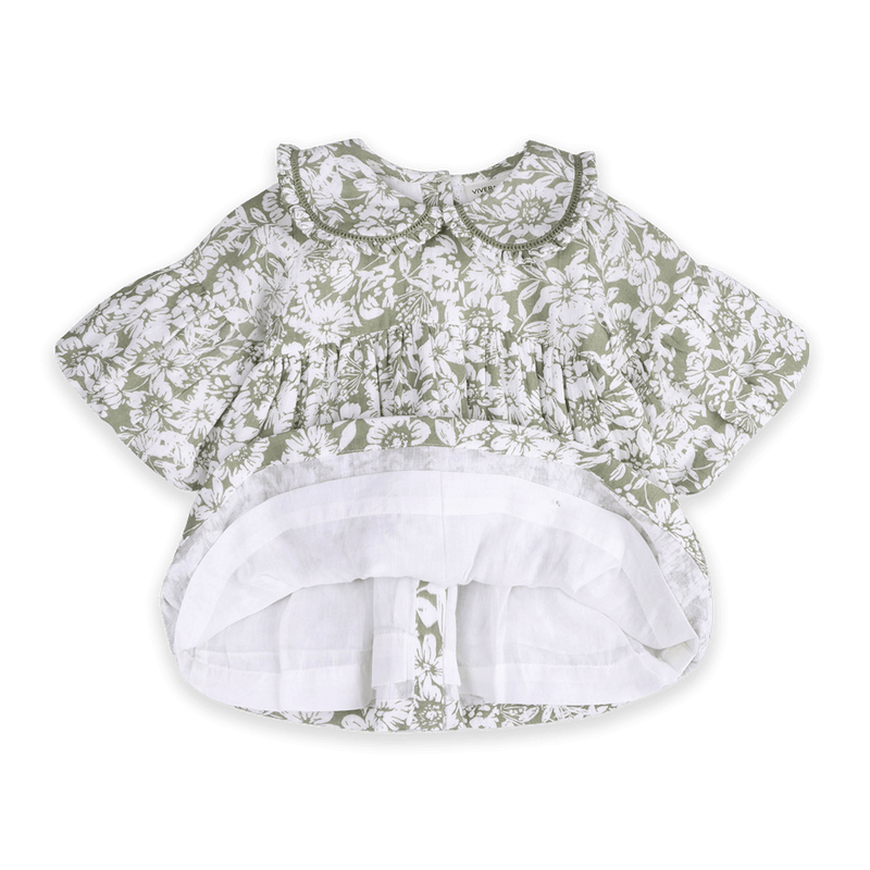 Lucille Floral Sage Dress with Bloomers