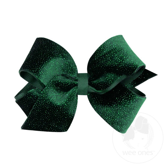 Forest Green Velvet Sparkle Hair Bow