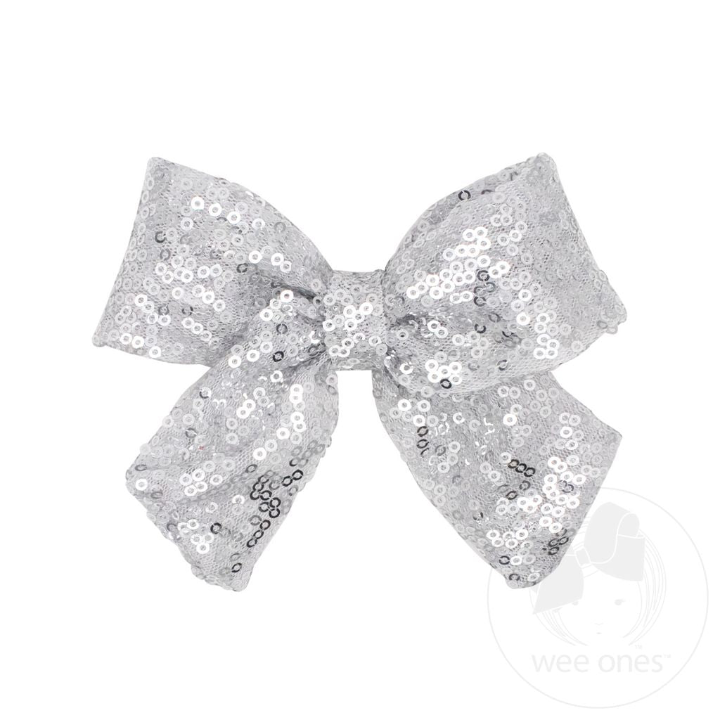 Silver Sequins Hair Bow