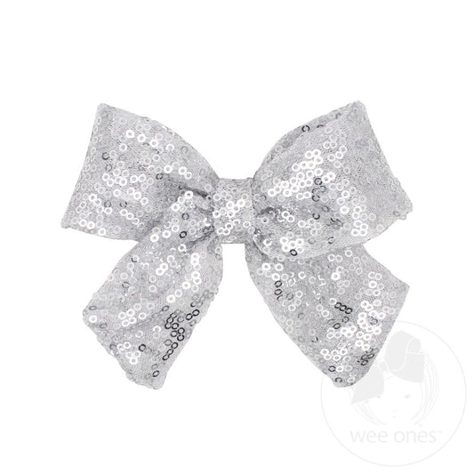 Silver Sequins Hair Bow