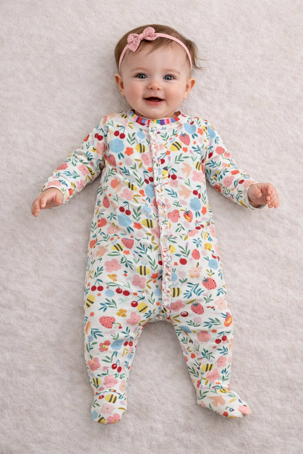 Honey Blossom Modal Ruffle Footie