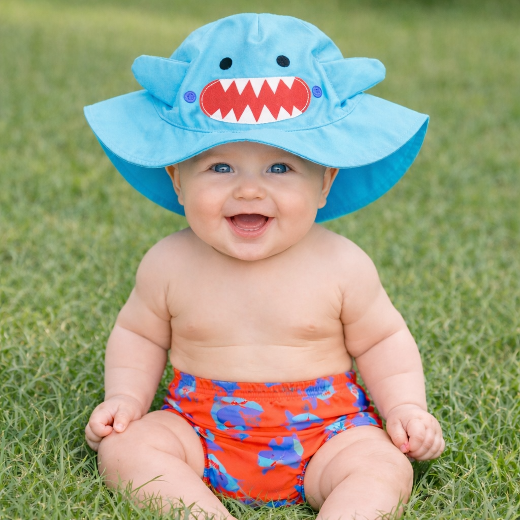 Baby swim Diaper and Hat Shark