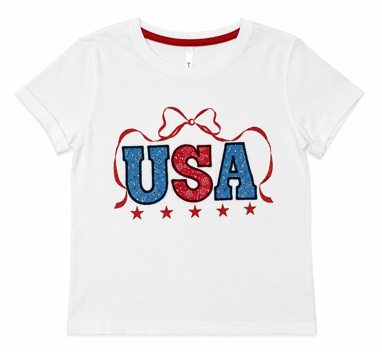 USA Applique with Embroidery T-Shirt