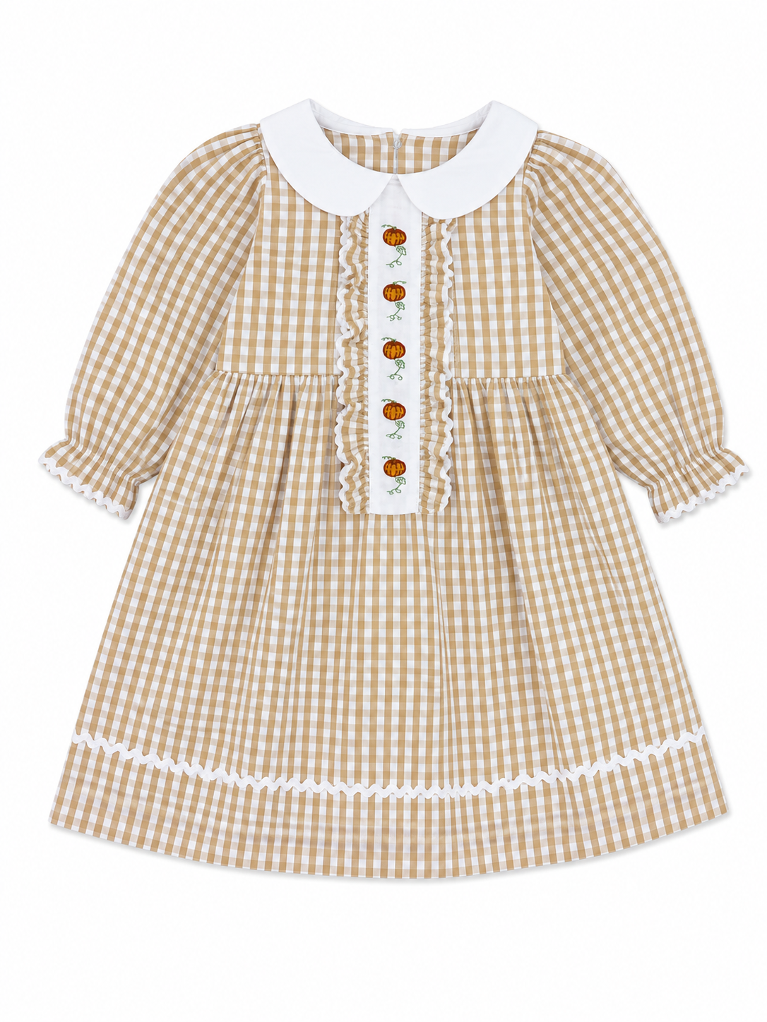 Light Brown Gingham Pumpkin Vine Dress