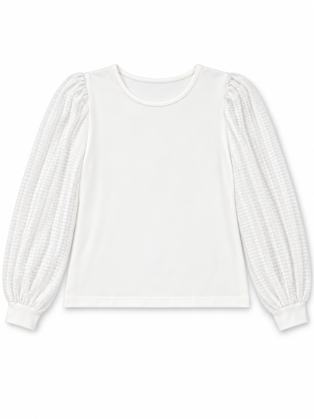 Off-White Textured Sleeve Top