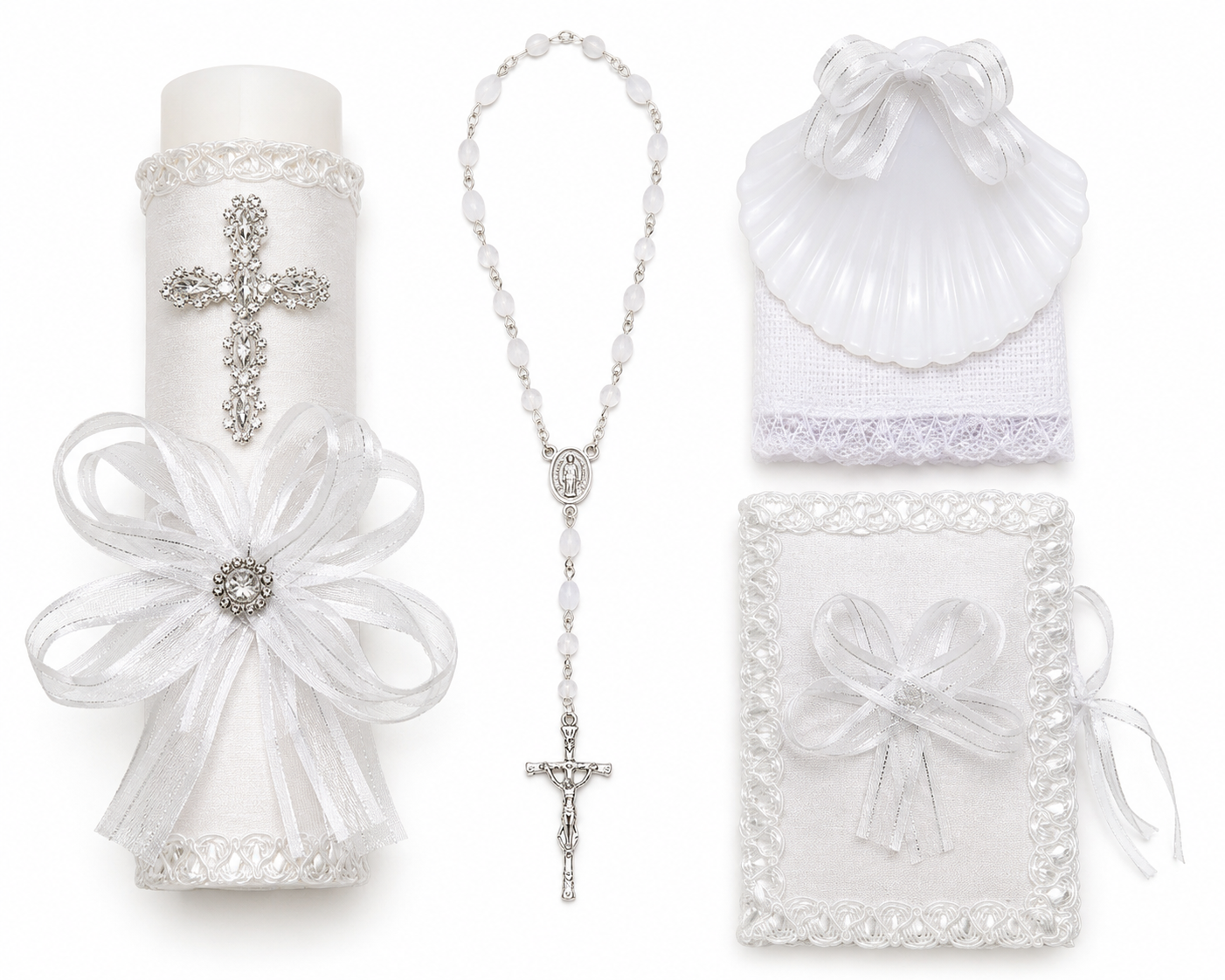 Candle Set in White with Bling