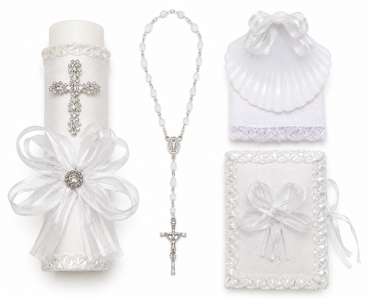 Candle Set in White with Bling