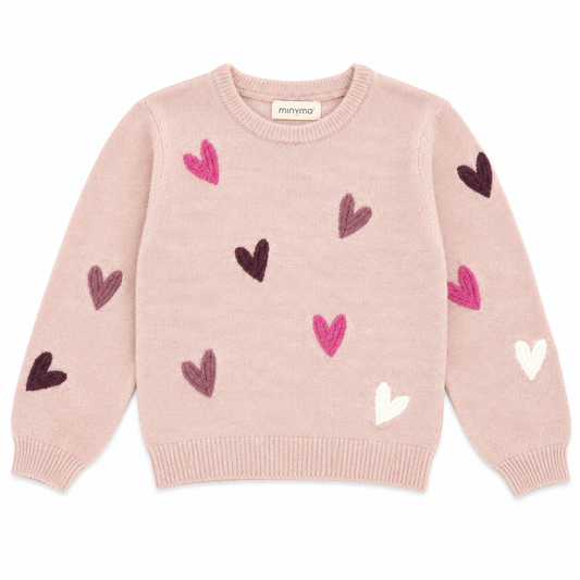 Sweater with Embroidered Hearts
