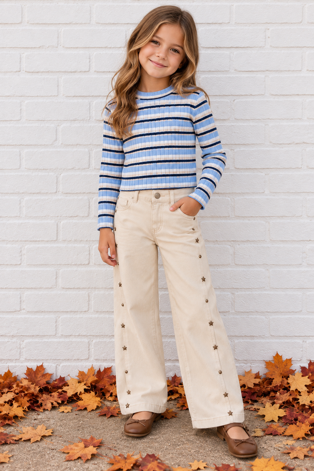 Sky Striped Mockneck Sweater