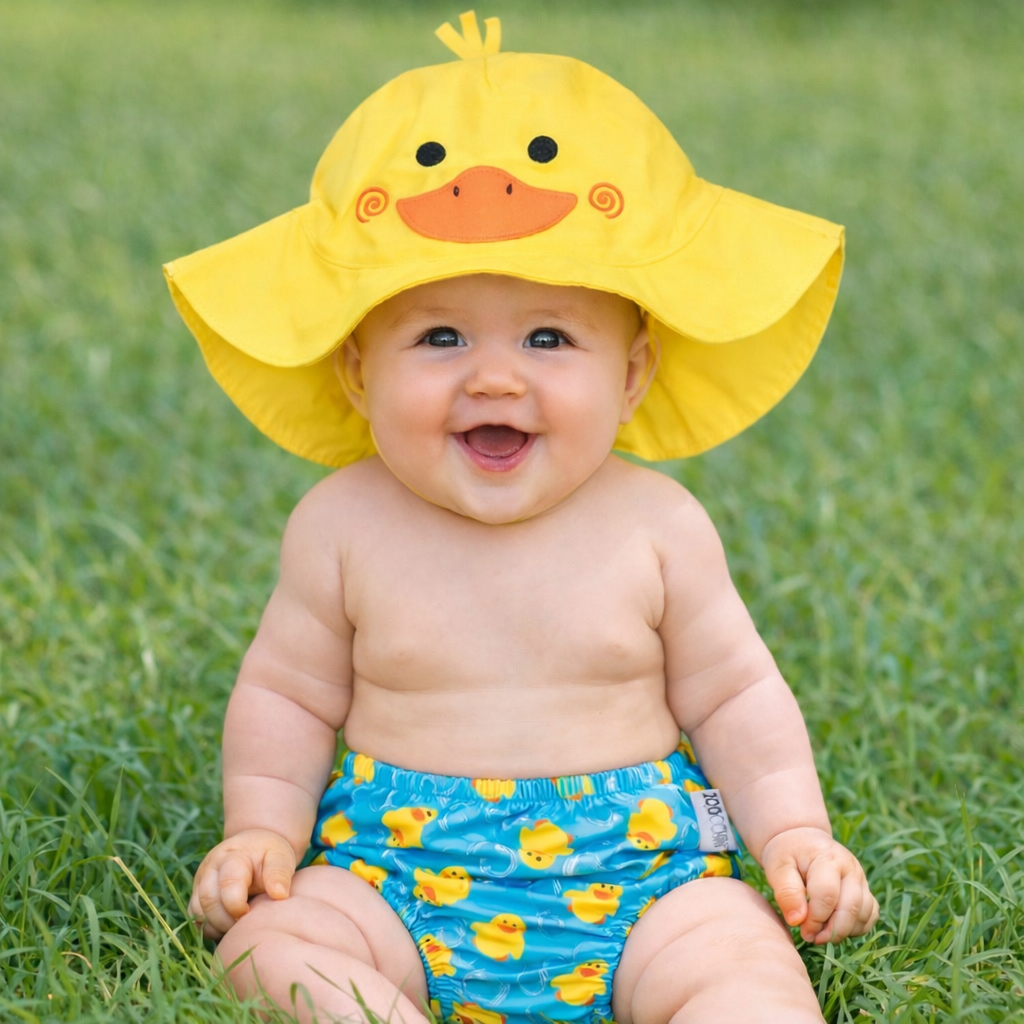 Baby Swim Diaper and Sun Hat Puddles Duck