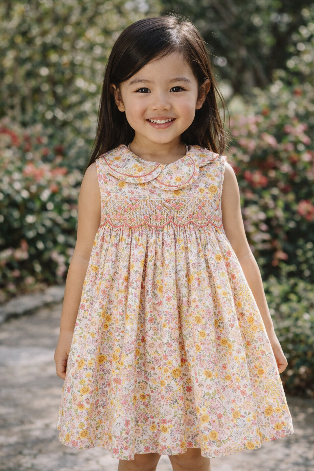 Floral Bouquet Petal Collar Pink Dress