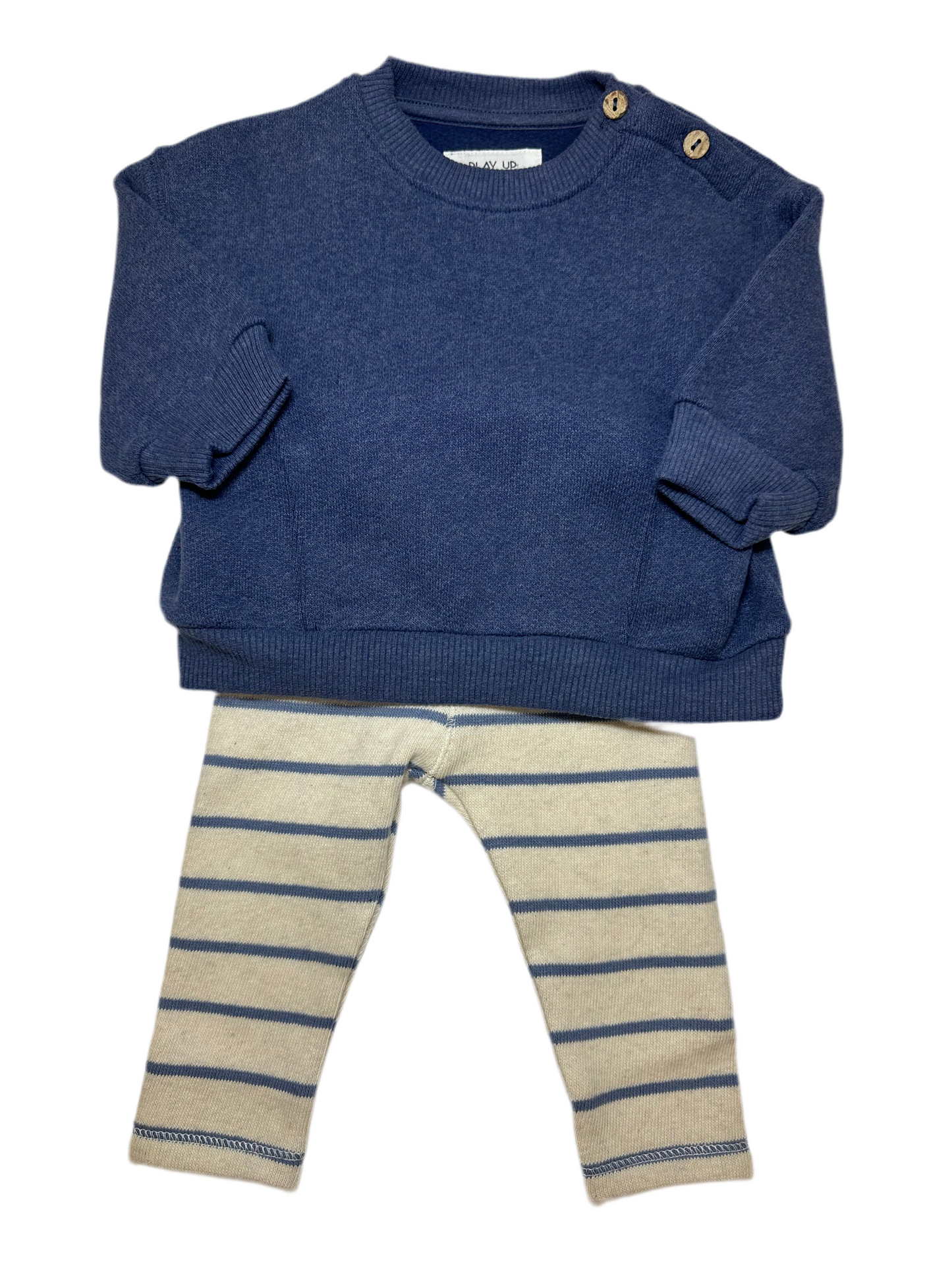 Dark Blue Striped Leggings Set
