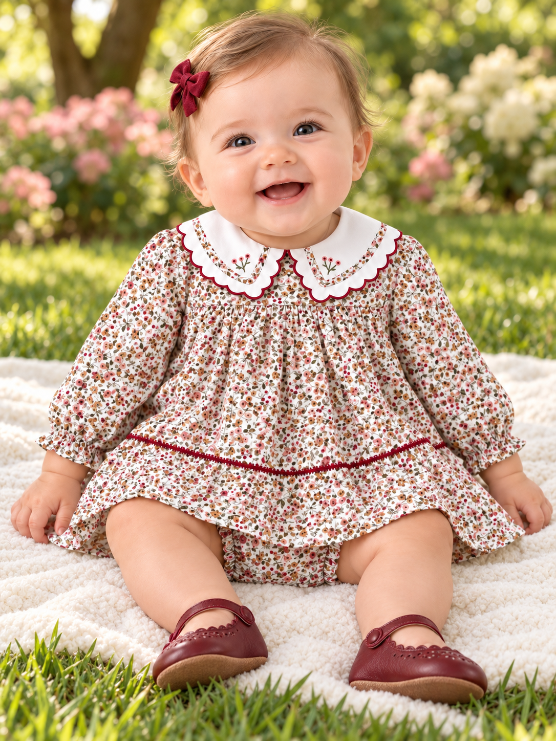 Claret Berries Blooms Red Dress