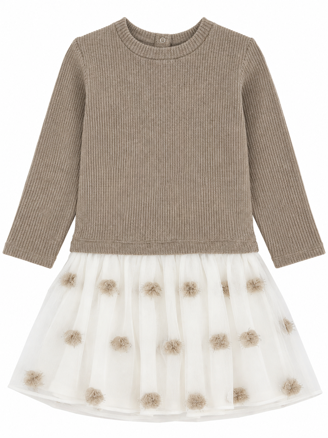Waffle Knit Tulle Dots Dress