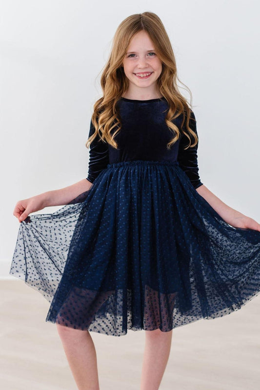 Navy Velvet Tulle Dress