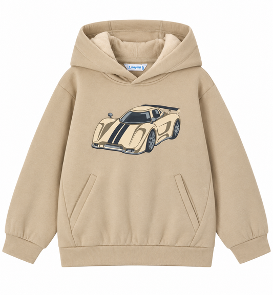 Tan Car Embossed Sweatshirt