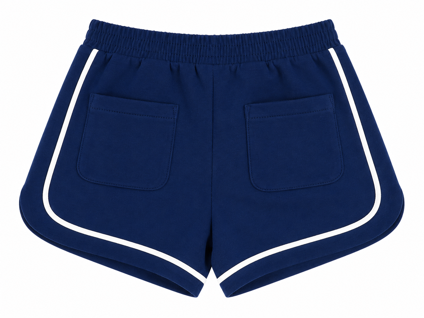 Navy Sweat Short with White Stripe