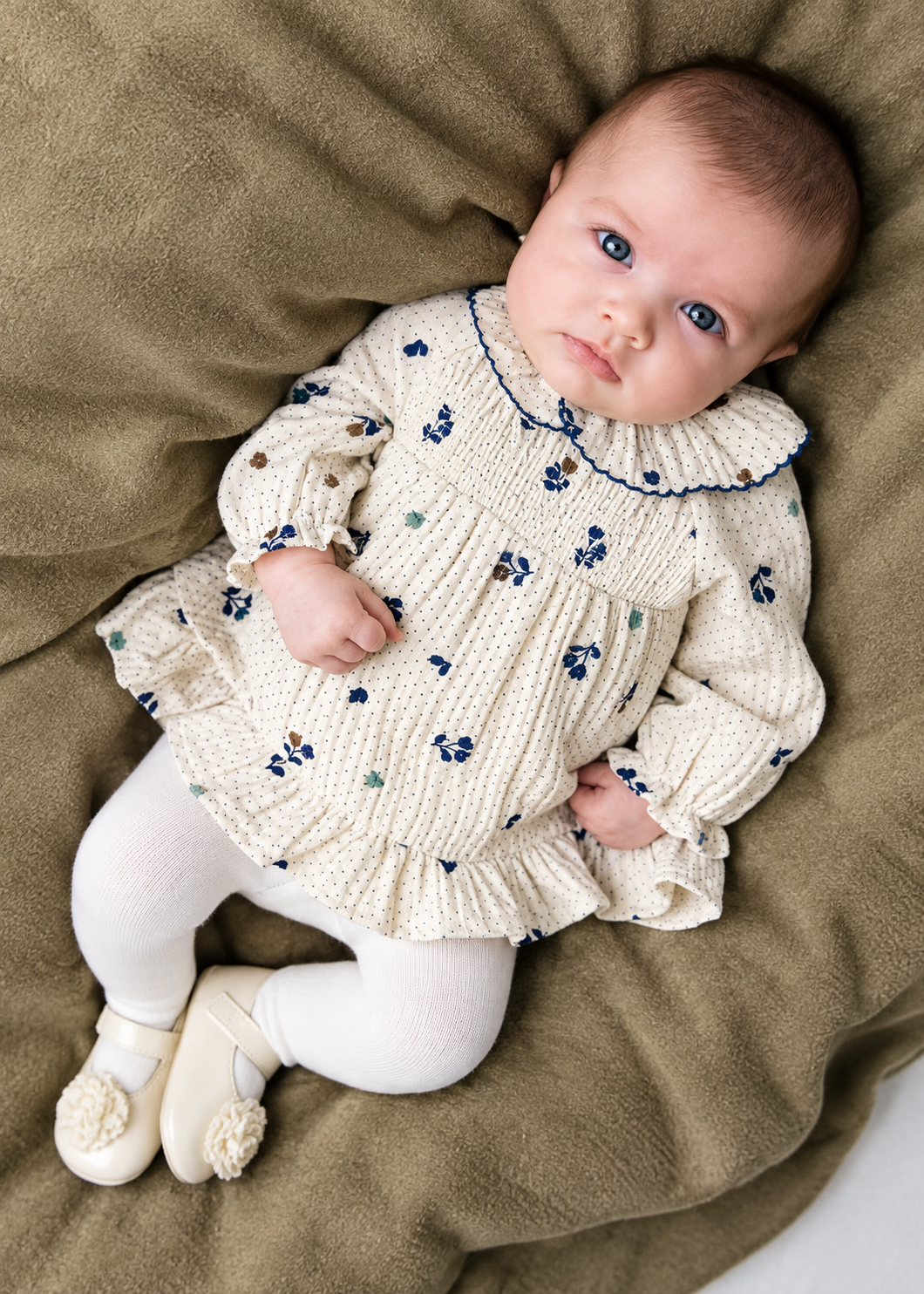 Blue Floral Smocked Baby Dress