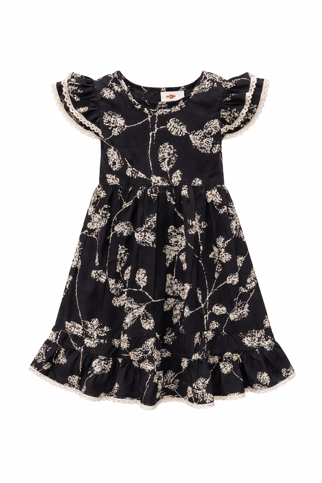 Black and Beige Speckled Floral Dress