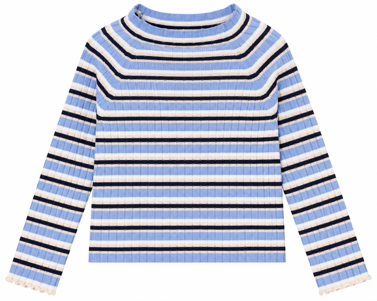 Sky Striped Mockneck Sweater